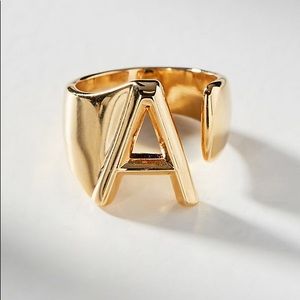 Anthropologie “S” initial ring - gold